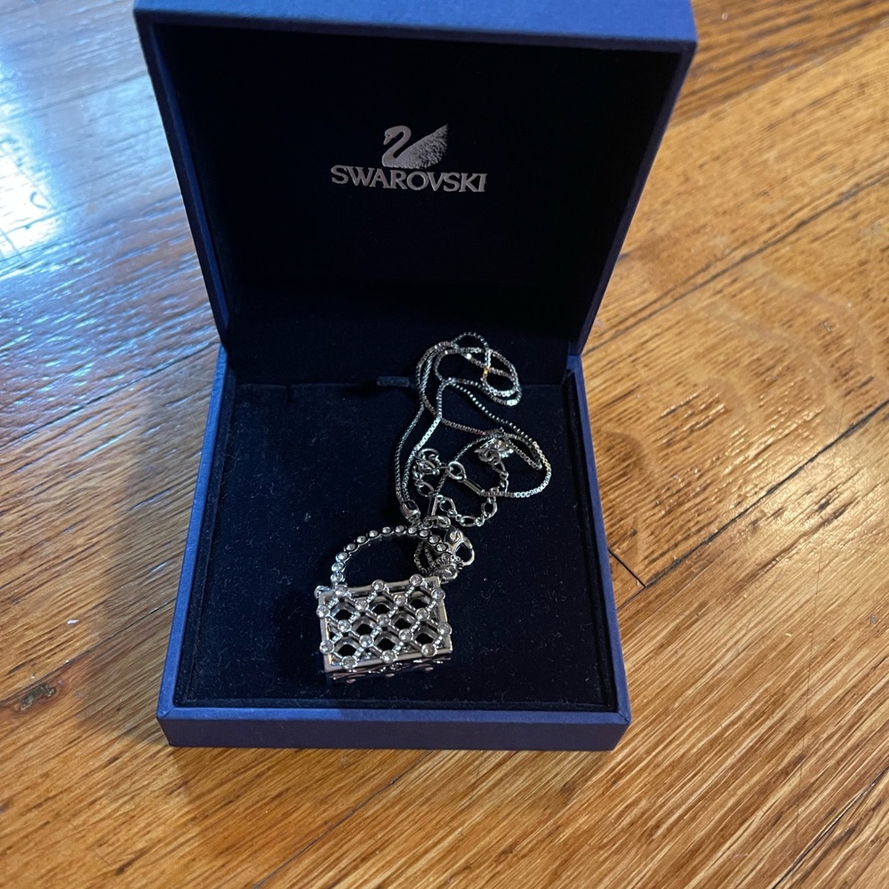 NWT Swarovski sterling silver handbag necklace